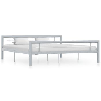 Cama Matrimonial | Cama Para Adultos | Estructura De Cama De Metal Gris Y Blanco 180x200 Cm Cfw169735