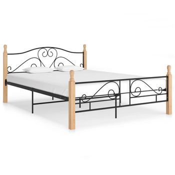 Cama Matrimonial | Cama Para Adultos | Estructura De Cama De Metal Negra 140x200 Cm Cfw662018