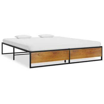 Cama Matrimonial | Cama Para Adultos | Estructura De Cama De Metal Negra 160x200 Cm Cfw868811