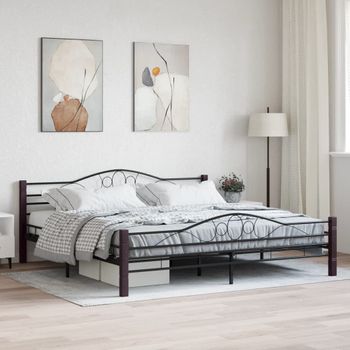 Cama Matrimonial | Cama Para Adultos | Estructura De Cama De Metal Negra 180x200 Cm Cfw482273