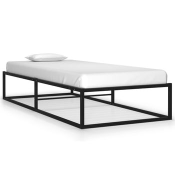 Cama Individual | Cama Para Adultos | Estructura De Cama De Metal Negro 100x200 Cm Cfw500537