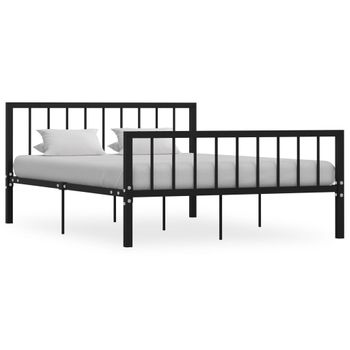 Cama Matrimonial | Cama Para Adultos | Estructura De Cama De Metal Negro 140x200 Cm Cfw463573