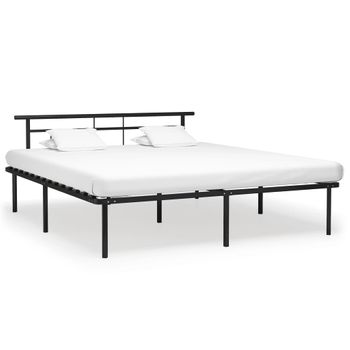 Cama Matrimonial | Cama Para Adultos | Estructura De Cama De Metal Negro 180x200 Cm Cfw955268