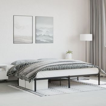 Cama Matrimonial | Cama Para Adultos | Estructura De Cama De Metal Negro 193x203 Cm Cfw383063