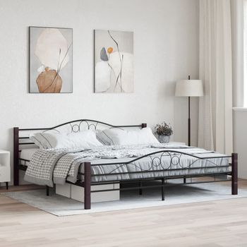 Cama Matrimonial | Cama Para Adultos | Estructura De Cama De Metal Negro 200x200 Cm Cfw476560