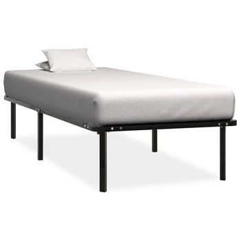 Cama Individual | Cama Para Adultos | Estructura De Cama De Metal Negro 90x200 Cm Cfw727176