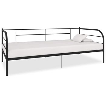 Cama Individual | Cama Para Adultos | Estructura De Cama De Metal Negro 90x200 Cm Cfw747997