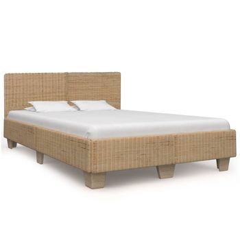 Cama Matrimonial | Cama Para Adultos | Estructura De Cama Tejida A Mano De Ratán Auténtico 140x200 Cm Cfw481020