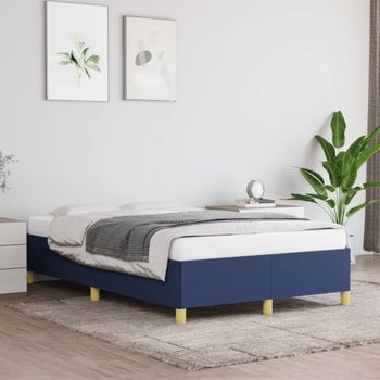 Cama Matrimonial | Cama Para Adultos | Estructura De Cama De Tela Azul 120x200 Cm Cfw542147