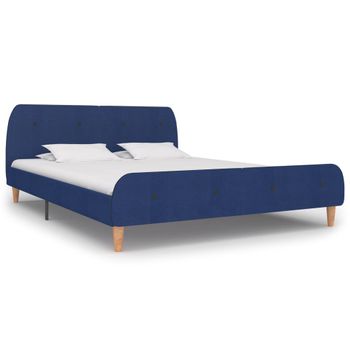 Cama Matrimonial | Cama Para Adultos | Estructura De Cama De Tela Azul 180x200 Cm Cfw392474