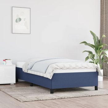 Cama Individual | Cama Para Adultos | Estructura De Cama De Tela Azul 90x200 Cm Cfw409675