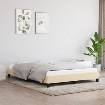 Cama Matrimonial | Cama Para Adultos | Estructura De Cama De Tela Color Crema 140x190 Cm Cfw766781