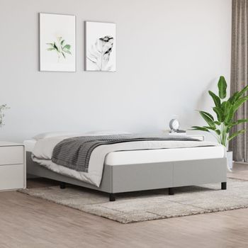 Cama Matrimonial | Cama Para Adultos | Estructura De Cama De Tela Gris Claro 140x190 Cm Cfw460642