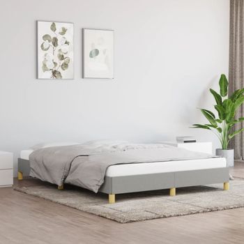 Cama Matrimonial | Cama Para Adultos | Estructura De Cama De Tela Gris Claro 140x190 Cm Cfw899384