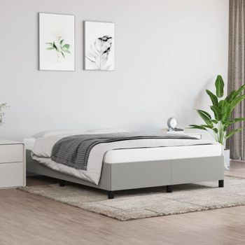 Cama Matrimonial | Cama Para Adultos | Estructura De Cama De Tela Gris Claro 140x200 Cm Cfw243163