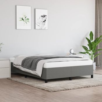 Cama Matrimonial | Cama Para Adultos | Estructura De Cama De Tela Gris Oscuro 140x190 Cm Cfw975538