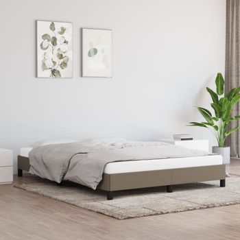 Cama Matrimonial | Cama Para Adultos | Estructura De Cama De Tela Gris Taupe 140x190 Cm Cfw900532