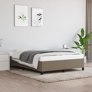 Cama Matrimonial | Cama Para Adultos | Estructura De Cama De Tela Gris Taupe 140x190 Cm Cfw213905