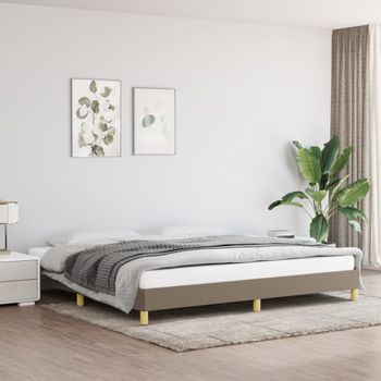 Cama Matrimonial | Cama Para Adultos | Estructura De Cama De Tela Gris Taupe 200x200 Cm Cfw695370