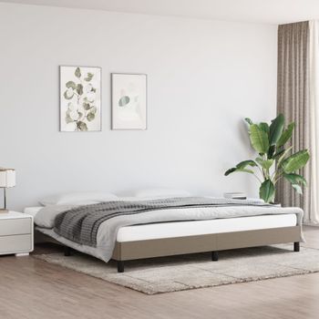 Cama Matrimonial | Cama Para Adultos | Estructura De Cama De Tela Gris Taupe 200x200 Cm Cfw942330