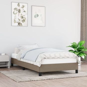 Cama Individual | Cama Para Adultos | Estructura De Cama De Tela Gris Taupe 80x200 Cm Cfw739540