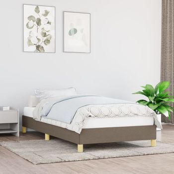 Cama Individual | Cama Para Adultos | Estructura De Cama De Tela Gris Taupe 80x200 Cm Cfw192910