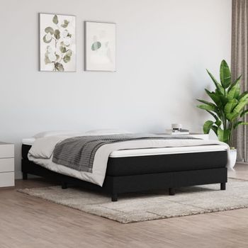 Cama Matrimonial | Cama Para Adultos | Estructura De Cama Box Spring Tela Negro 140x200 Cm Cfw512907