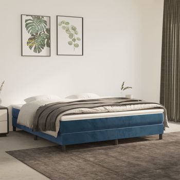 Cama Matrimonial | Cama Para Adultos | Estructura De Cama Box Spring Terciopelo Azul Oscuro 180x200 Cm Cfw196049