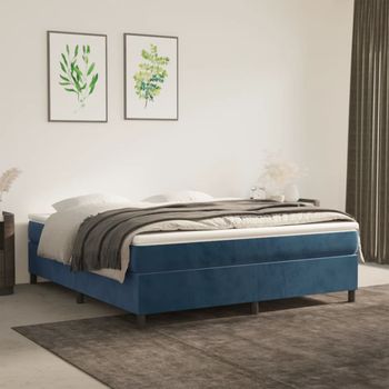 Cama Matrimonial | Cama Para Adultos | Estructura De Cama Box Spring Terciopelo Azul Oscuro 180x200 Cm Cfw940640