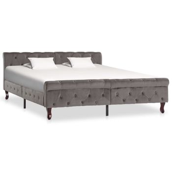 Cama Matrimonial | Cama Para Adultos | Estructura De Cama De Terciopelo Gris 160x200 Cm Cfw896416