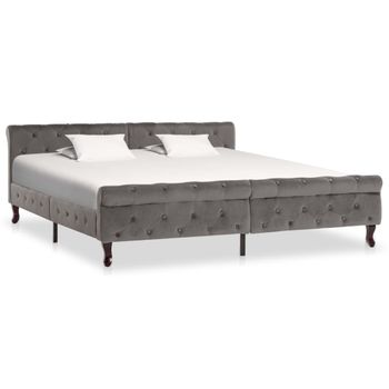 Cama Matrimonial | Cama Para Adultos | Estructura De Cama De Terciopelo Gris 180x200 Cm Cfw770904