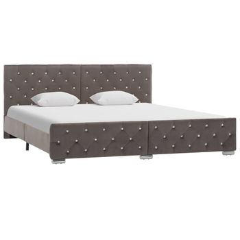 Cama Matrimonial | Cama Para Adultos | Estructura De Cama De Terciopelo Gris 180x200 Cm Cfw935784