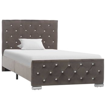 Cama Individual | Cama Para Adultos | Estructura De Cama De Terciopelo Gris 90x200 Cm Cfw180831