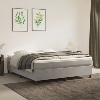 Cama Matrimonial | Cama Para Adultos | Estructura De Cama Box Spring Terciopelo Gris Claro 180x200 Cm Cfw154341