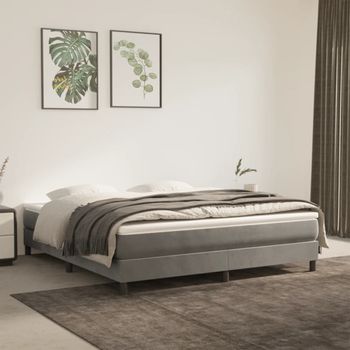 Cama Matrimonial | Cama Para Adultos | Estructura De Cama Box Spring Terciopelo Gris Claro 180x200 Cm Cfw202451