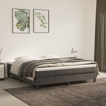 Cama Matrimonial | Cama Para Adultos | Estructura De Cama Box Spring Terciopelo Gris Oscuro 180x200 Cm Cfw892840