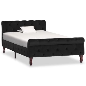 Cama Individual | Cama Para Adultos | Estructura De Cama De Terciopelo Negro 100x200 Cm Cfw478799