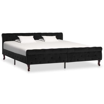 Cama Matrimonial | Cama Para Adultos | Estructura De Cama De Terciopelo Negro 180x200 Cm Cfw933145