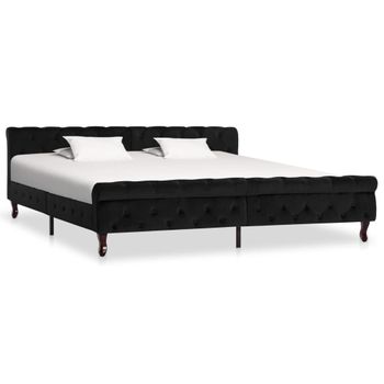 Cama Matrimonial | Cama Para Adultos | Estructura De Cama De Terciopelo Negro 200x200 Cm Cfw344162