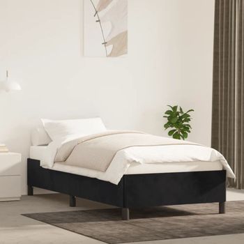 Cama Individual | Cama Para Adultos | Estructura De Cama De Terciopelo Negro 80x200 Cm Cfw617476