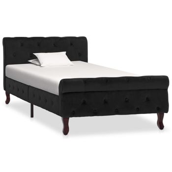 Cama Individual | Cama Para Adultos | Estructura De Cama De Terciopelo Negro 90x200 Cm Cfw836879