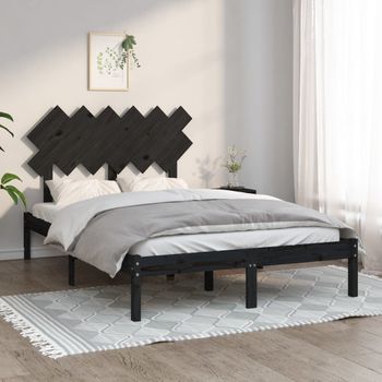 Cama Matrimonial | Cama Para Adultos | Estructura De Cama Doble Madera Maciza Negra 135x190 Cm Cfw455641