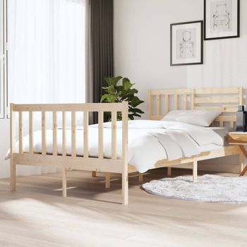 Cama Matrimonial | Cama Para Adultos | Estructura De Cama De Madera Maciza 120x190 Cm Cfw512960