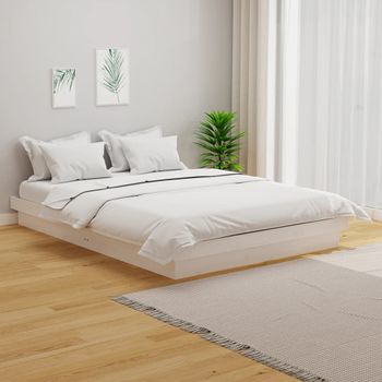 Cama Matrimonial | Cama Para Adultos | Estructura De Cama Doble Pequeña Madera Maciza Blanca 120x190cm Cfw923862