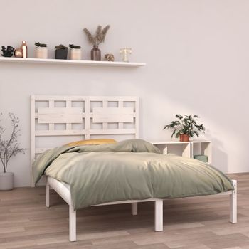 Cama Matrimonial | Cama Para Adultos | Estructura De Cama Doble De Madera Maciza Blanca 120x190cm Cfw501138