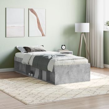 Cama Individual | Cama Para Adultos | Estructura De Cama Gris Hormigón 75x190 Cm Cfw923799