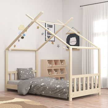 Cama Individual | Cama Infantil | Estructura De Cama Infantil De Madera Maciza De Pino 70x140 Cm Cfw199222