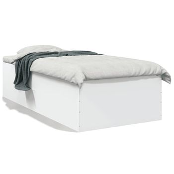 Cama Individual | Cama Para Adultos | Estructura De Cama Madera De Ingeniería Blanca 75x190 Cm Cfw24413