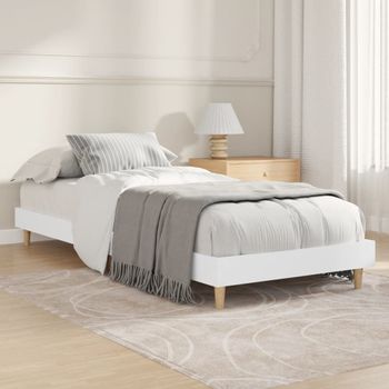 Cama Individual | Cama Para Adultos | Estructura De Cama Madera Contrachapada Blanca 75x190 Cm Cfw244339