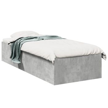 Cama Individual | Cama Para Adultos | Estructura De Cama Madera De Ingeniería Gris Hormigón 100x200cm Cfw13280